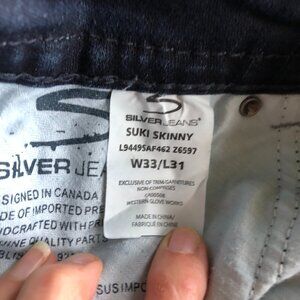 silver suki skinney jean w 33 l 31